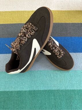 Dolce Vita brown sneakers with leopard laces
